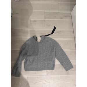 New j crew tie back gray cable knit sweater size small